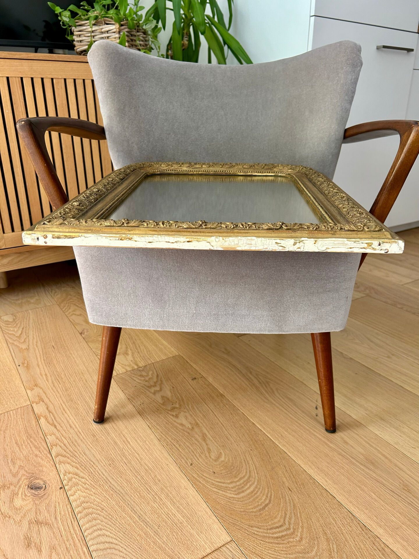 Antique gilded carved mirror - antique glass - vintage - Louis XVI