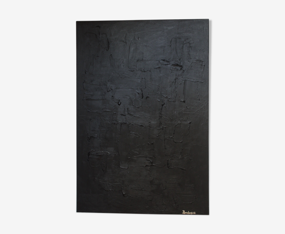 Black monochrome abstract painting by Bodasca