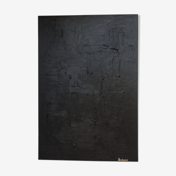 Tableau abstrait monochrome noir par Bodasca