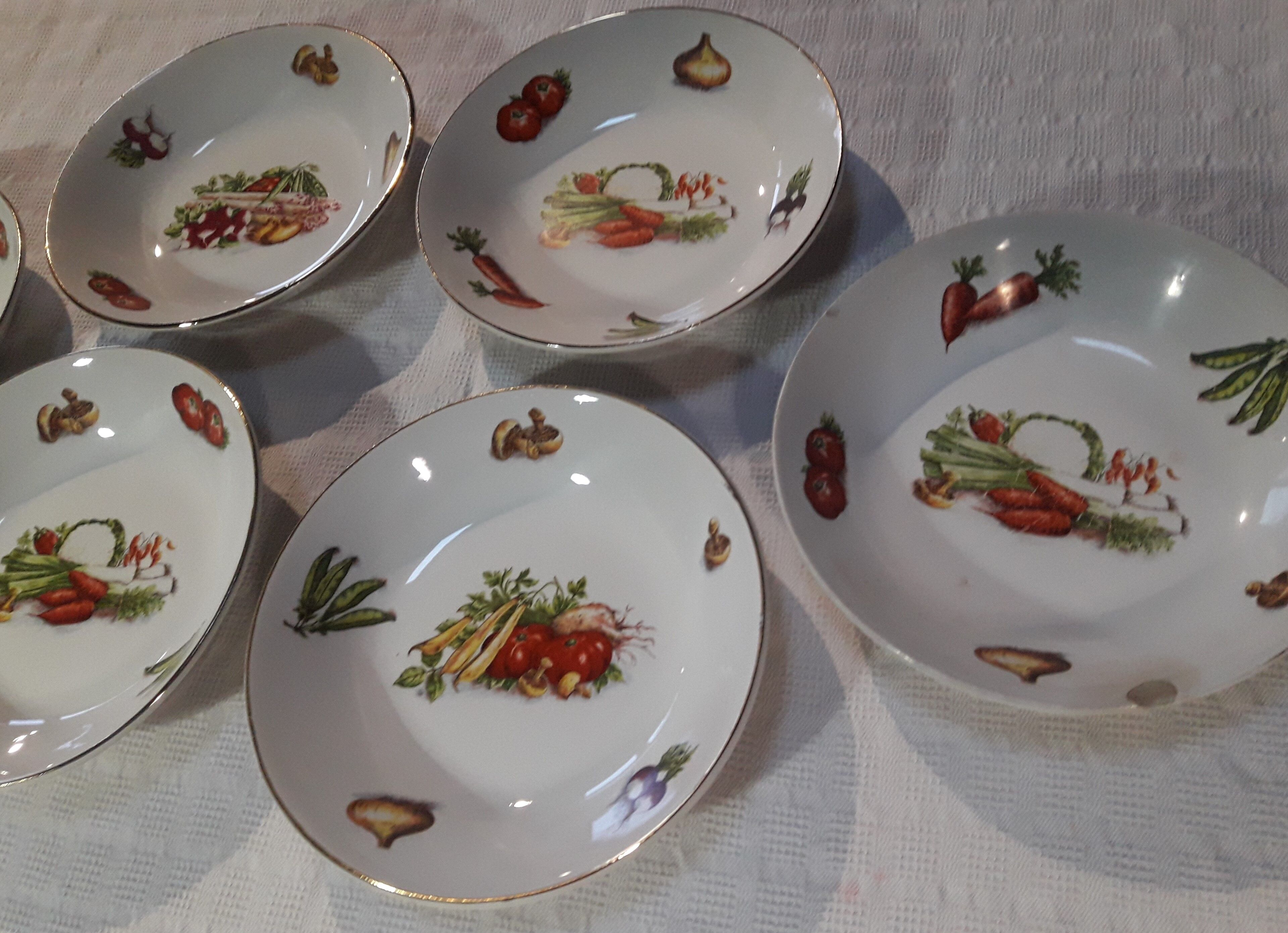 5 assiettes creuses Orchies Moulin des loups décor légumes