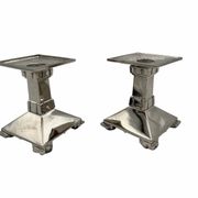 Art Deco Nickel-Plated Bronze Candlesticks, France, 1930, Set of 2