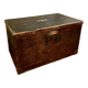 Old wooden trunk chest, vintage flat top
