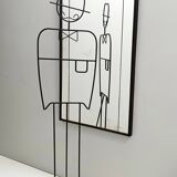 Art Deco Rectangular Wall Mirror with Black Beech Frame, Italy