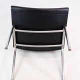 Kastrup chairs  In Black leather, Model CH401 By Hans J. Wegner  Made By Carl Hansen & Søn