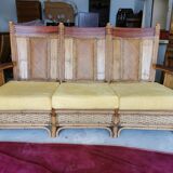 Old set sofa and rattan chair and caning
