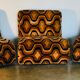Vintage 1970s orange geometric patterned space-age armchair