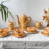 Vintage Czecho-Slovakia Victoria China Iridescent Peach Lustre Tea Set 1950s