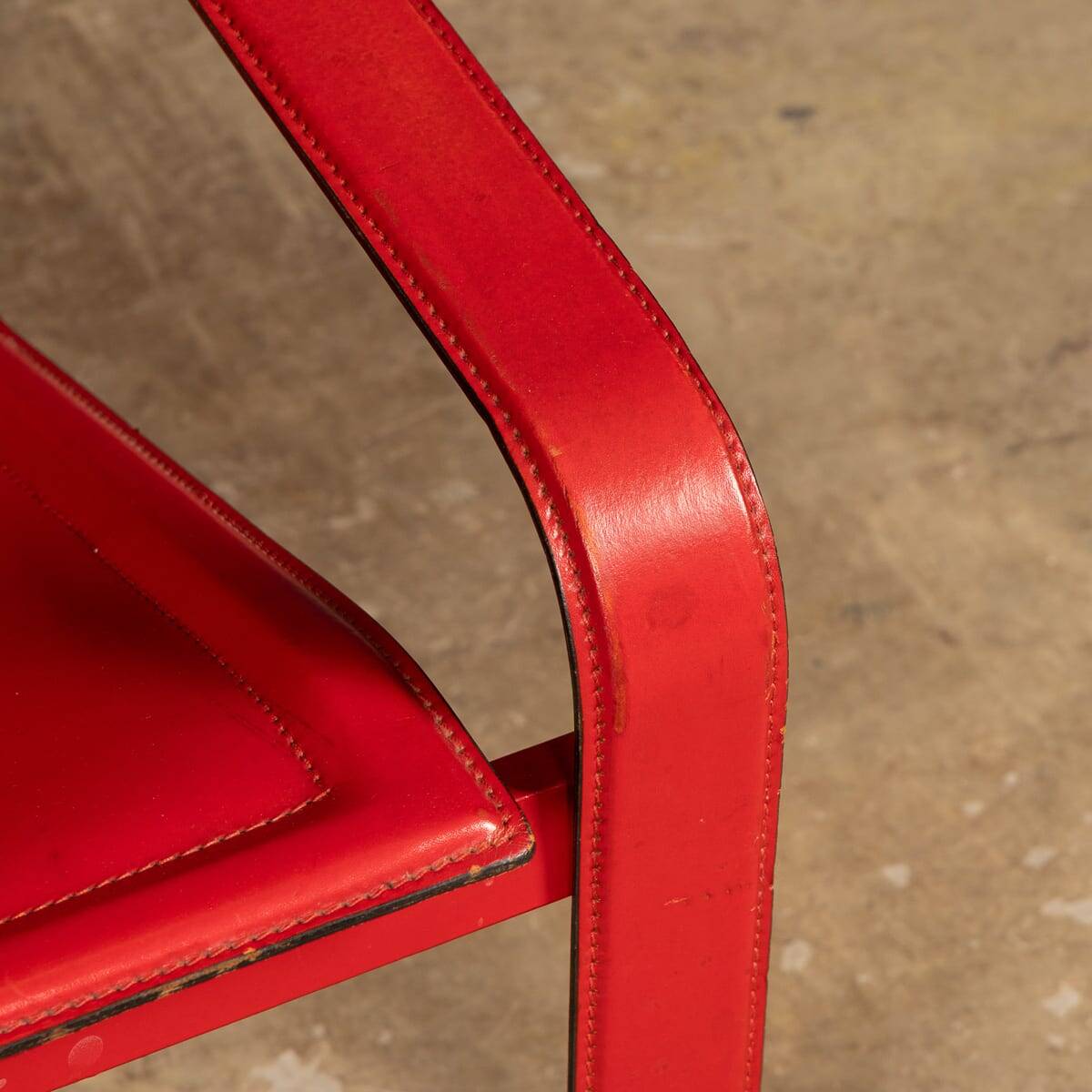 20thC Italian Red Leather Chair By Toussaint & Angeloni For Matteo Grassi
