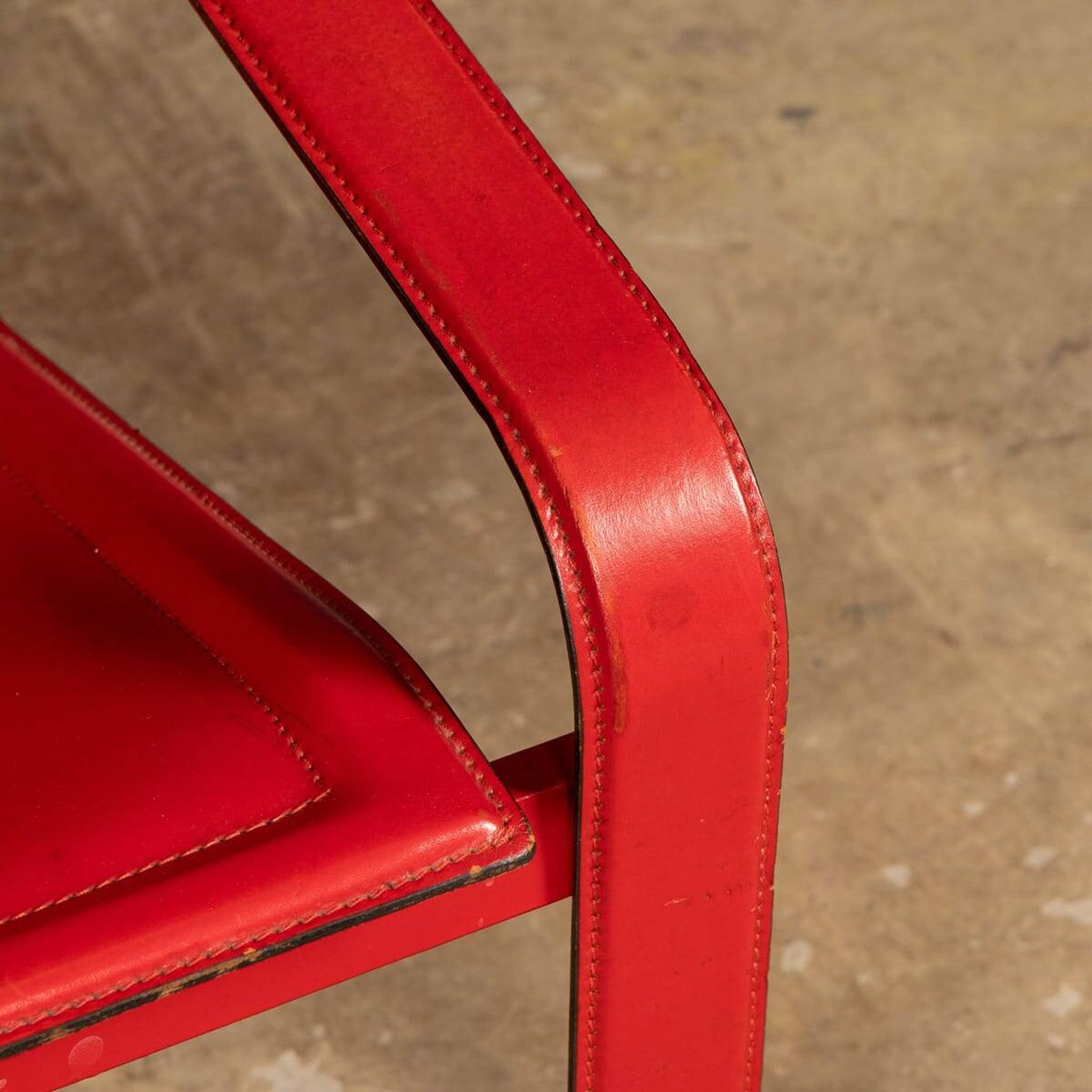 20thC Italian Red Leather Chair By Toussaint & Angeloni For Matteo Grassi