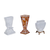 Trois vases en verre de Baccarat à décor floral, France, fin du 19ème siècle
