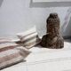 Handwoven rug - White with beige lines - recycled cotton - 170 x 240 cm