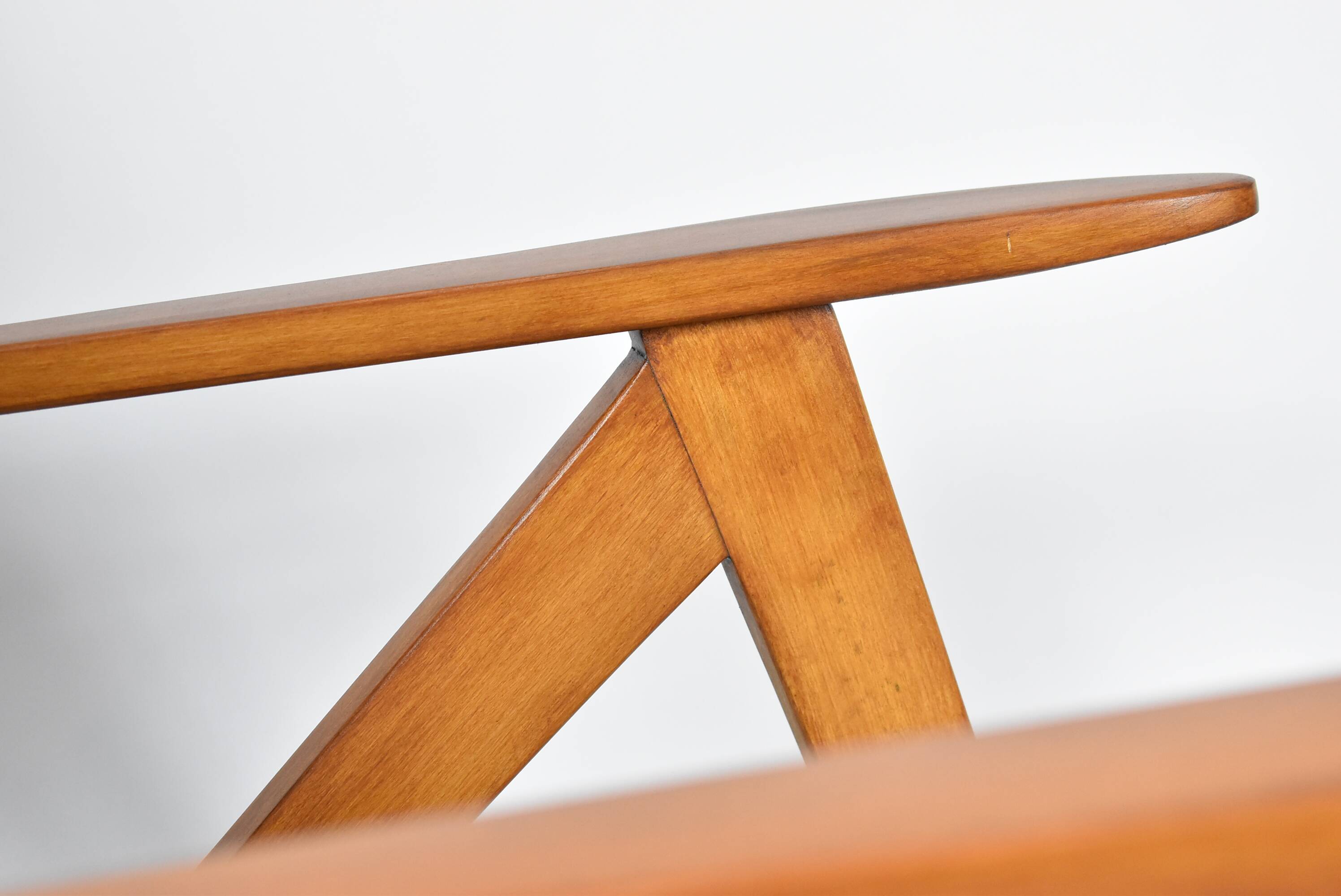 Original armchair compas, pied de poule, blue velvet, 1960s, restored