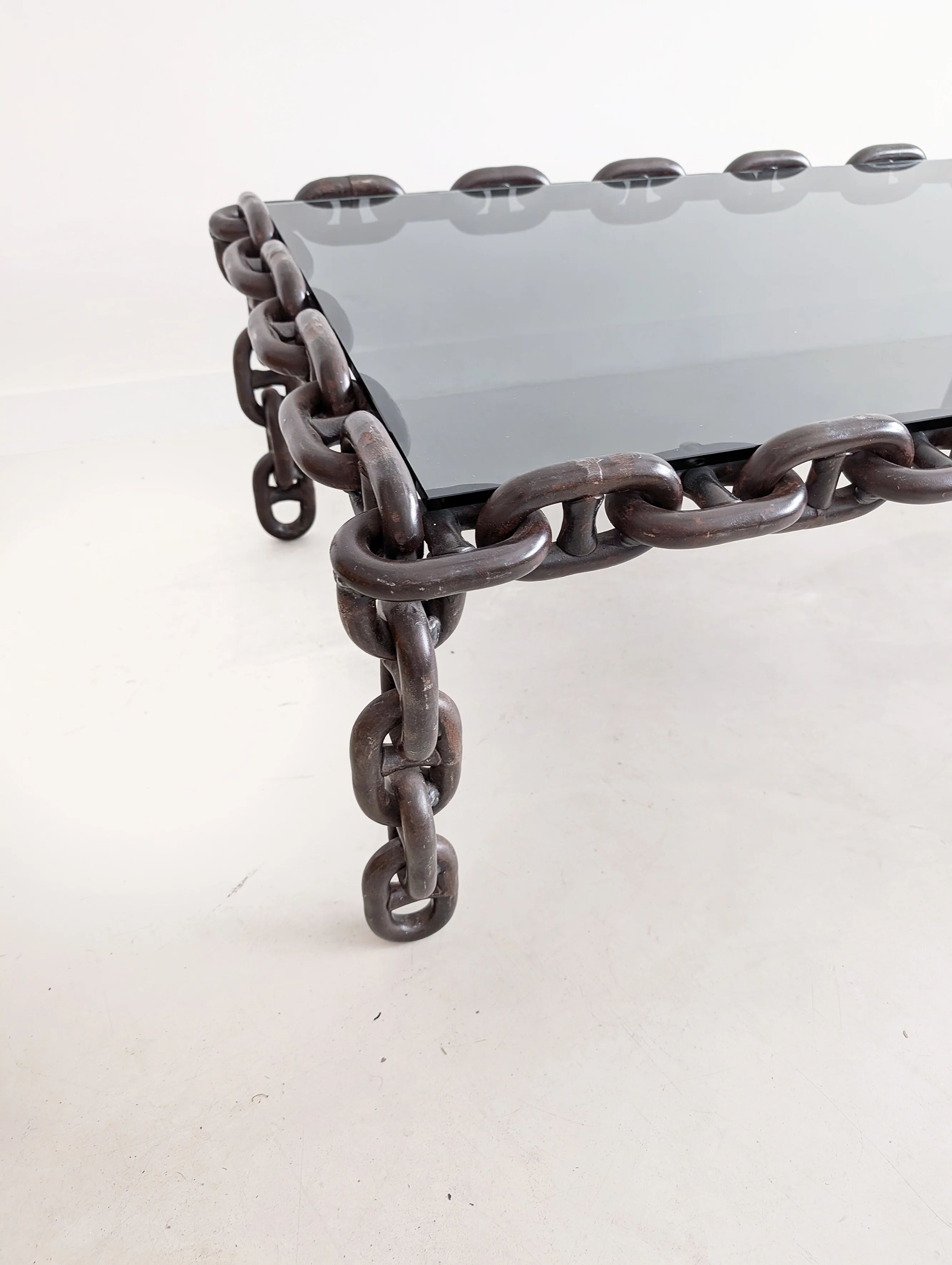 Brutalist chain link coffee table 1970s