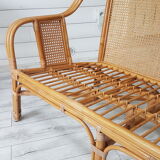 Vintage rattan and caning bench