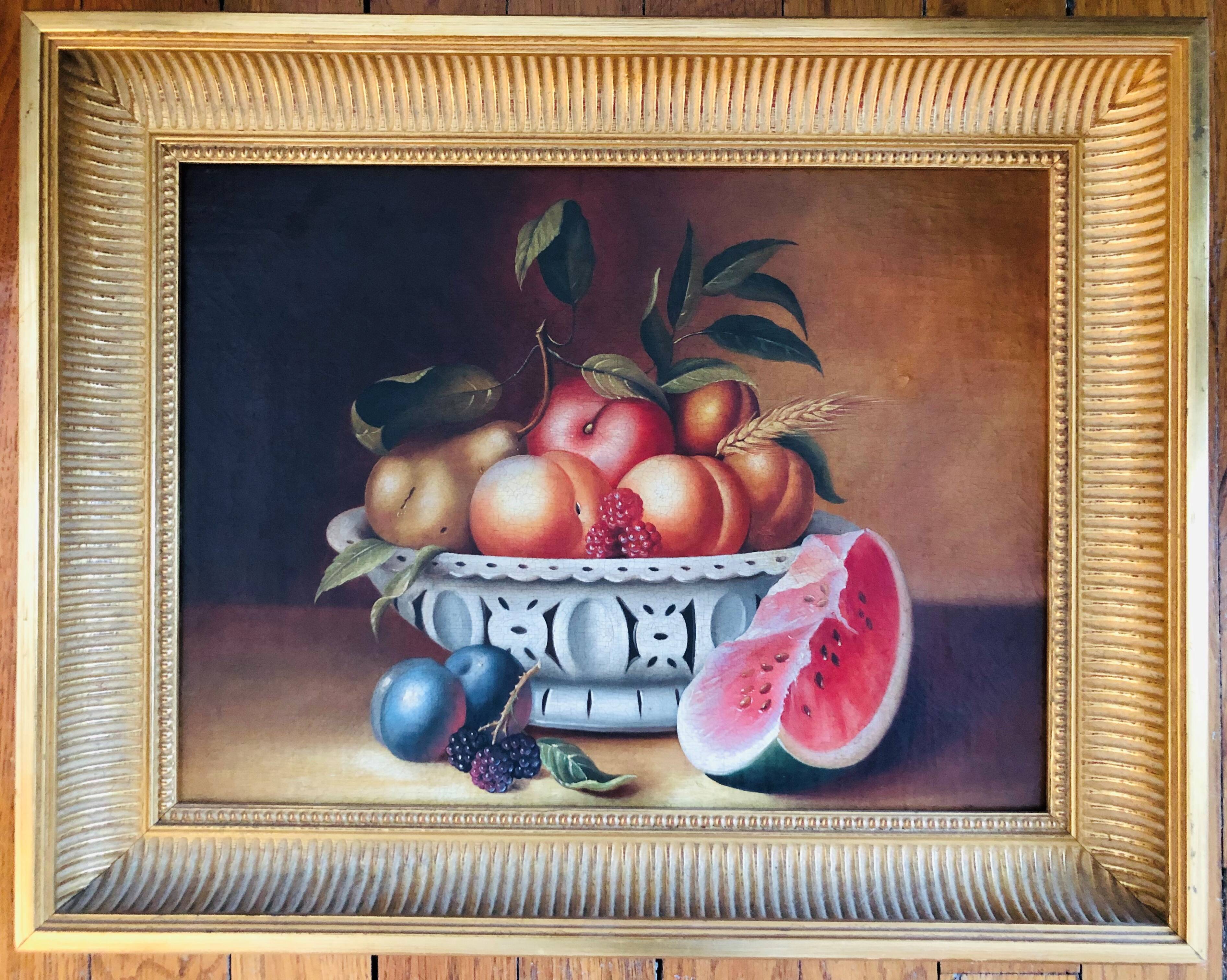 Tableau : huile sur toile - nature morte aux fruits