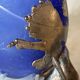 glass paste vase signed, bronze mount
