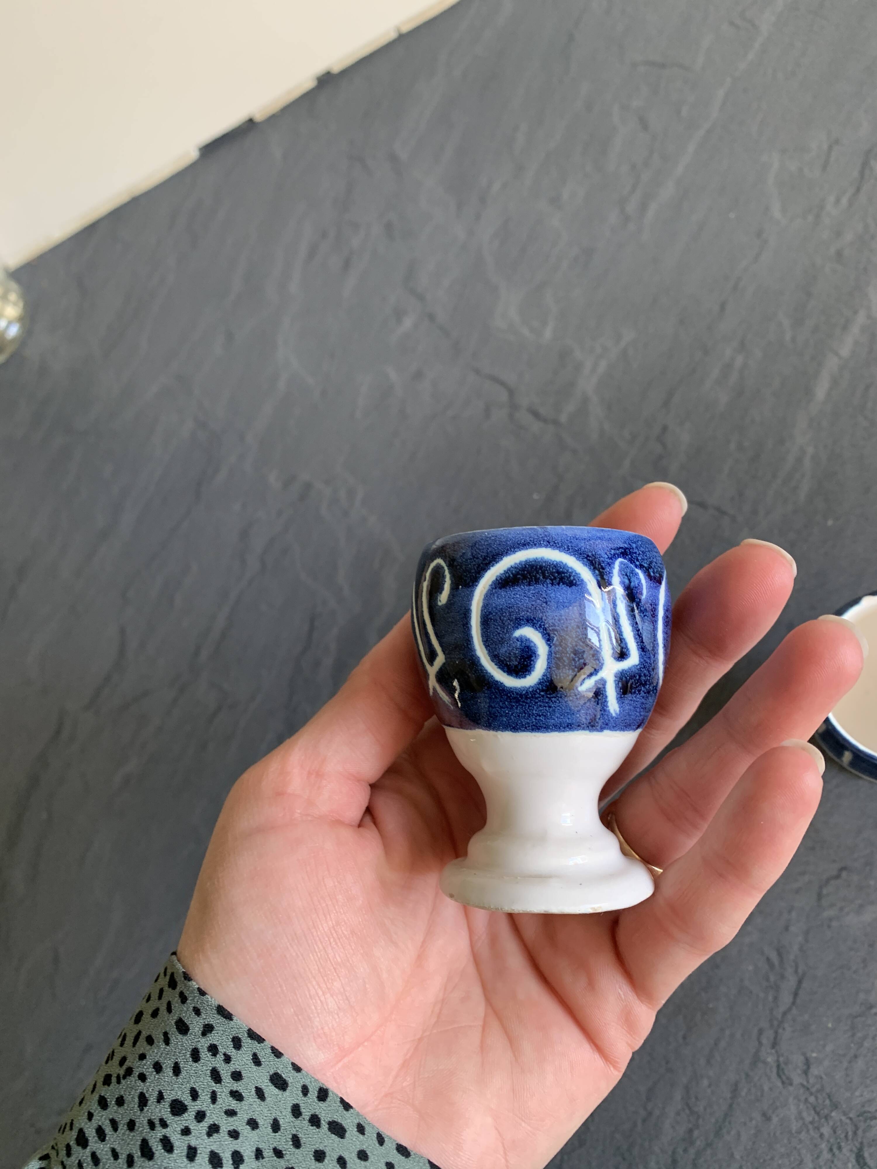 2 vintage Italian ceramic egg cups