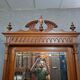 Neo-Gothic mirrored wardrobe in solid walnut – Late 19th century