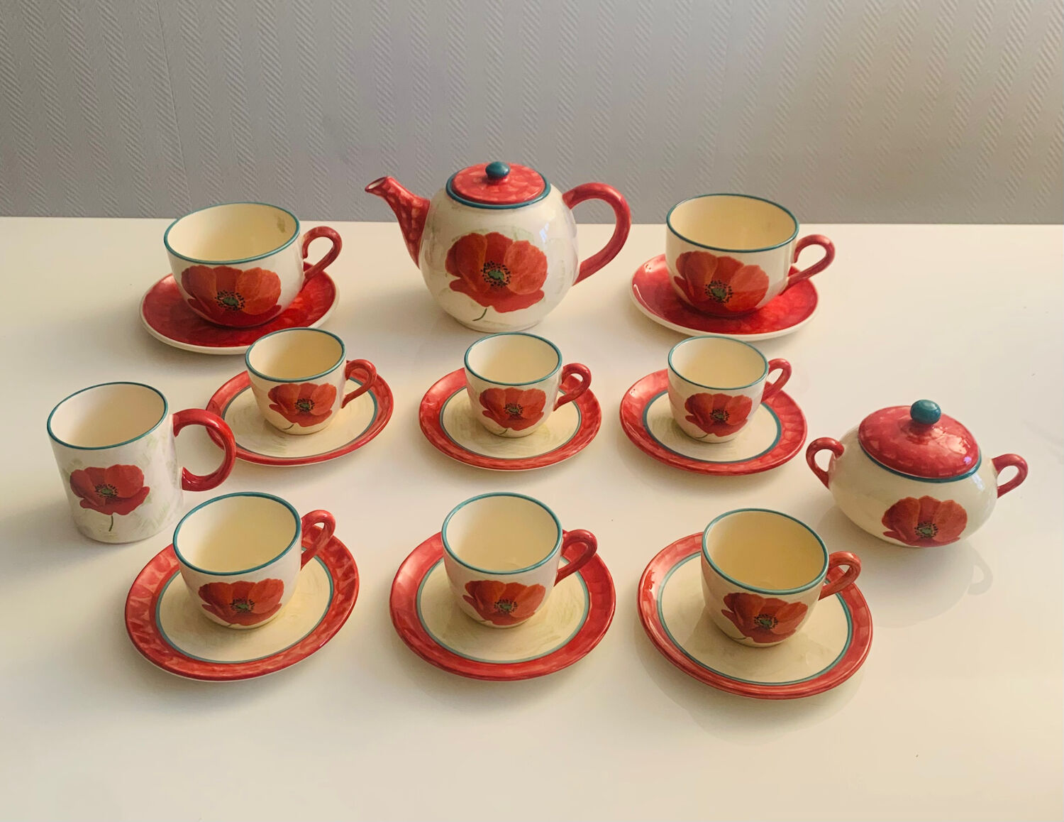 Lunéville porcelain coffee/tea service - "Poppy" collection