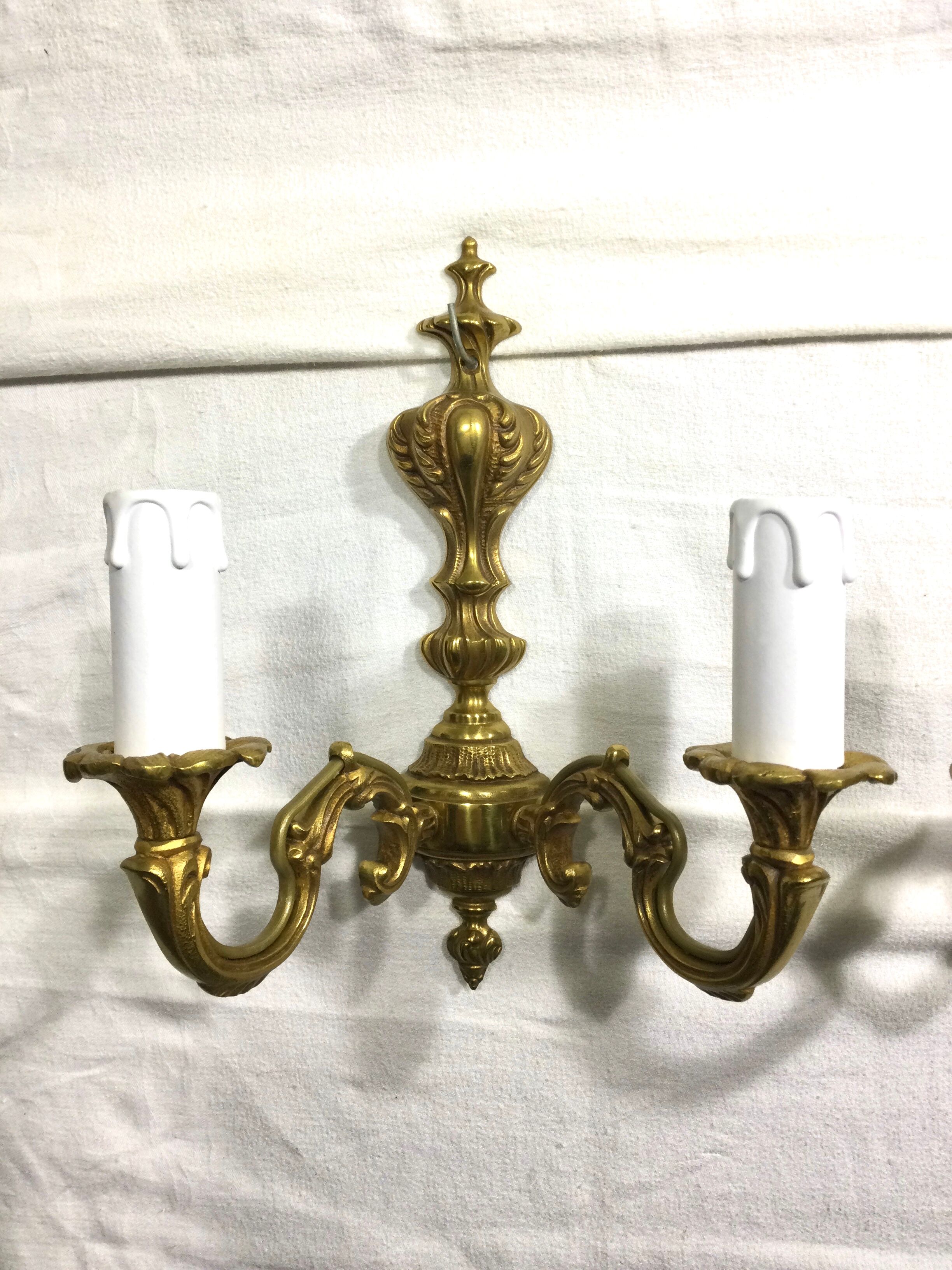 Pair of sconces Bronze 2 lights Louis XV style