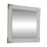 1940s/50s Scandinavian Wall Mirror with White Frame and Brass Details