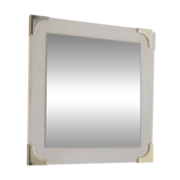 1940s/50s Scandinavian Wall Mirror with White Frame and Brass Details