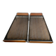 Pair of teak and chrome beds with mattress