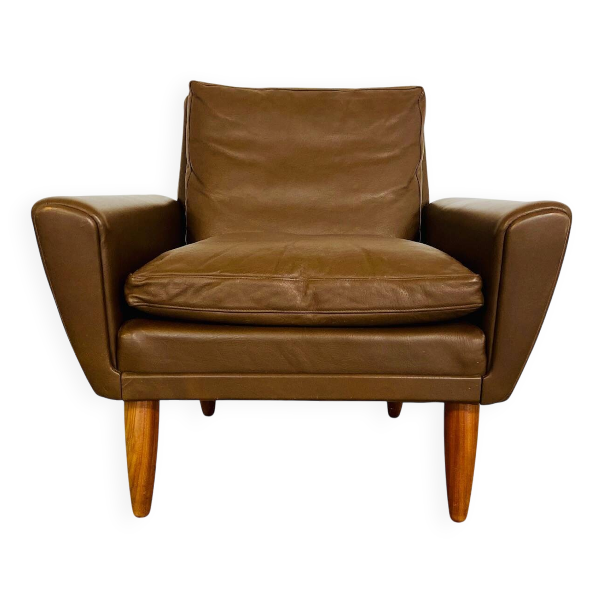 Vintage retro Danish mid-century G. Thams club chair in brown leather 60s
