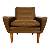 Vintage retro Danish mid-century G. Thams club chair in brown leather 60s