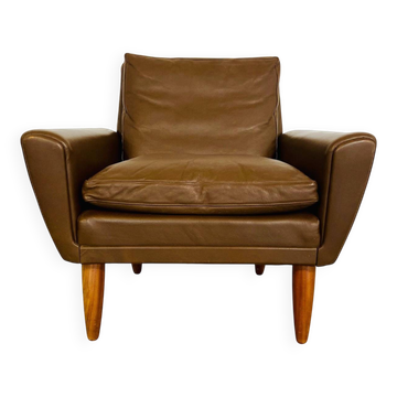 Vintage retro Danish mid-century G. Thams club chair in brown leather 60s