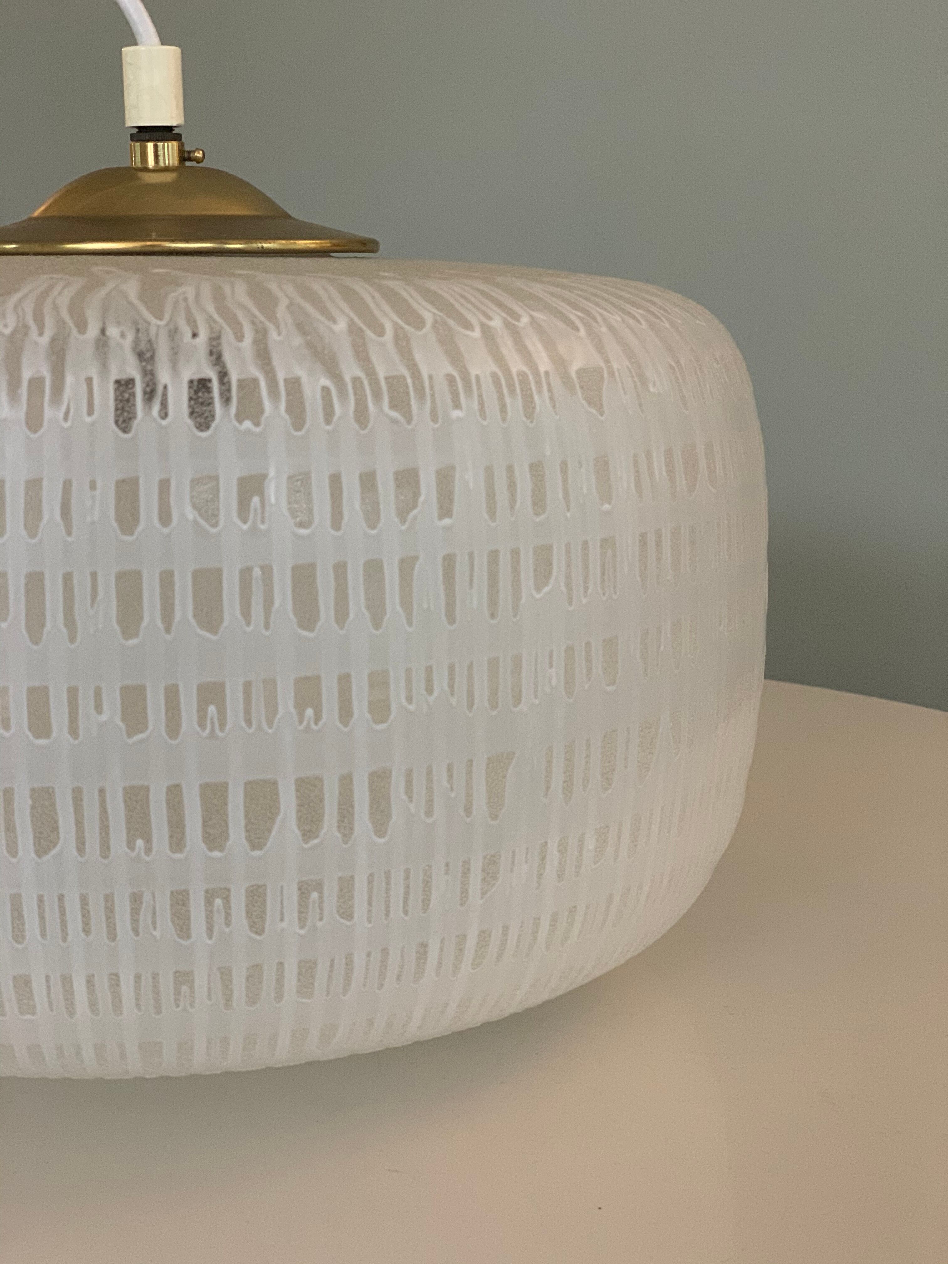 Danish opal glass pendel lamp, 1960s