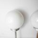 Paire de plafonnier boule 1950 chrome et opaline blanche