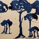 Painting, monochrome watercolor "Twilight over the Pine Forest" Provence, signed