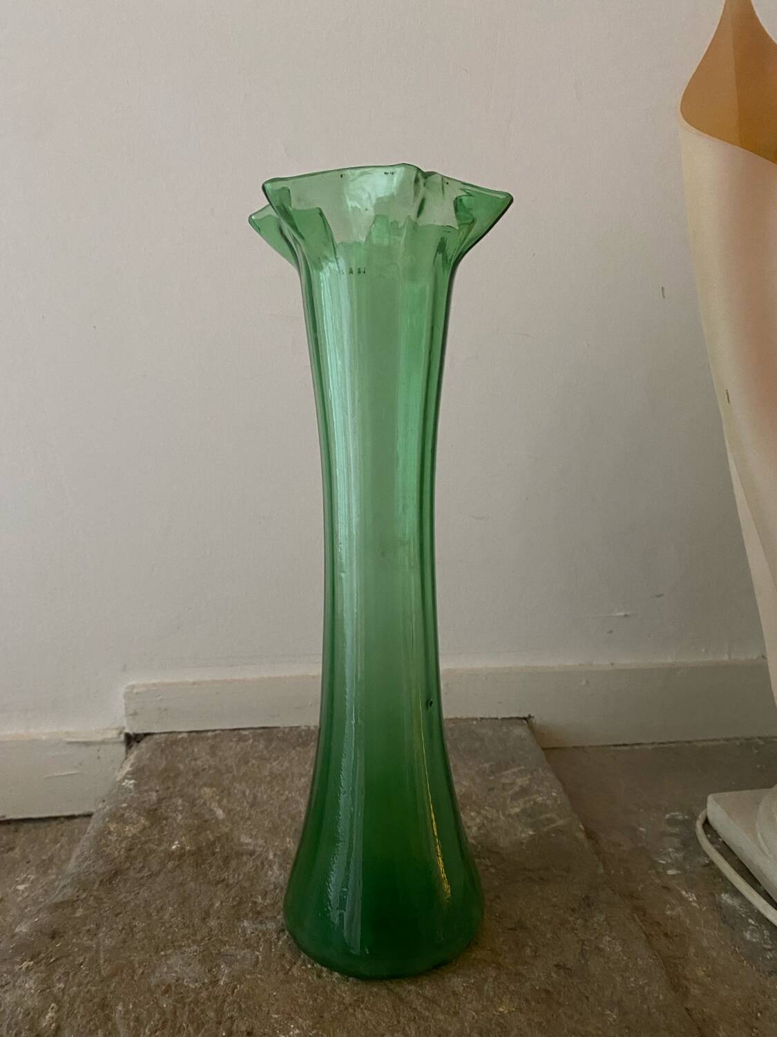Vintage green tulip vase