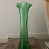 Vintage green tulip vase