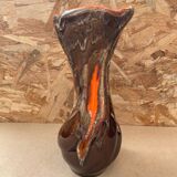 Antique vase vallauris ceramic art brown orange vintage