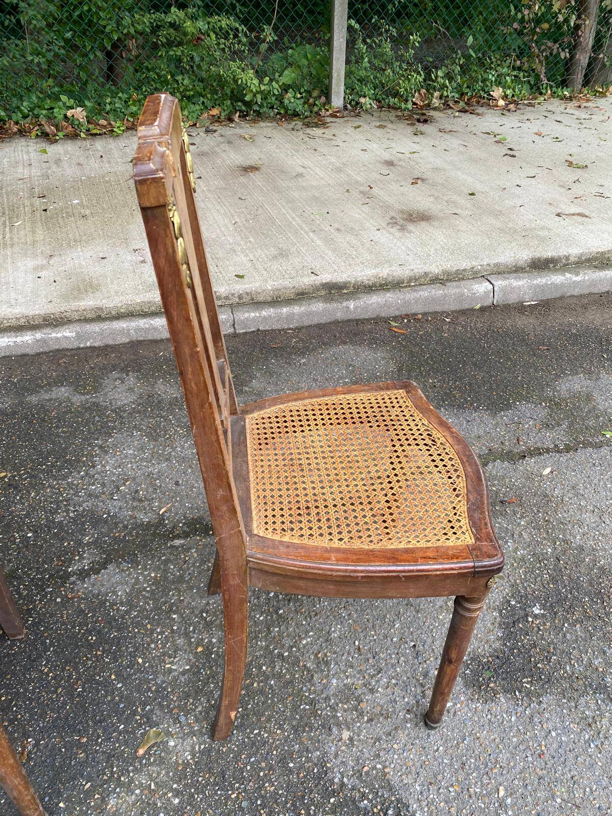 2 Art Deco chairs from the 1930s, solid wood and cane