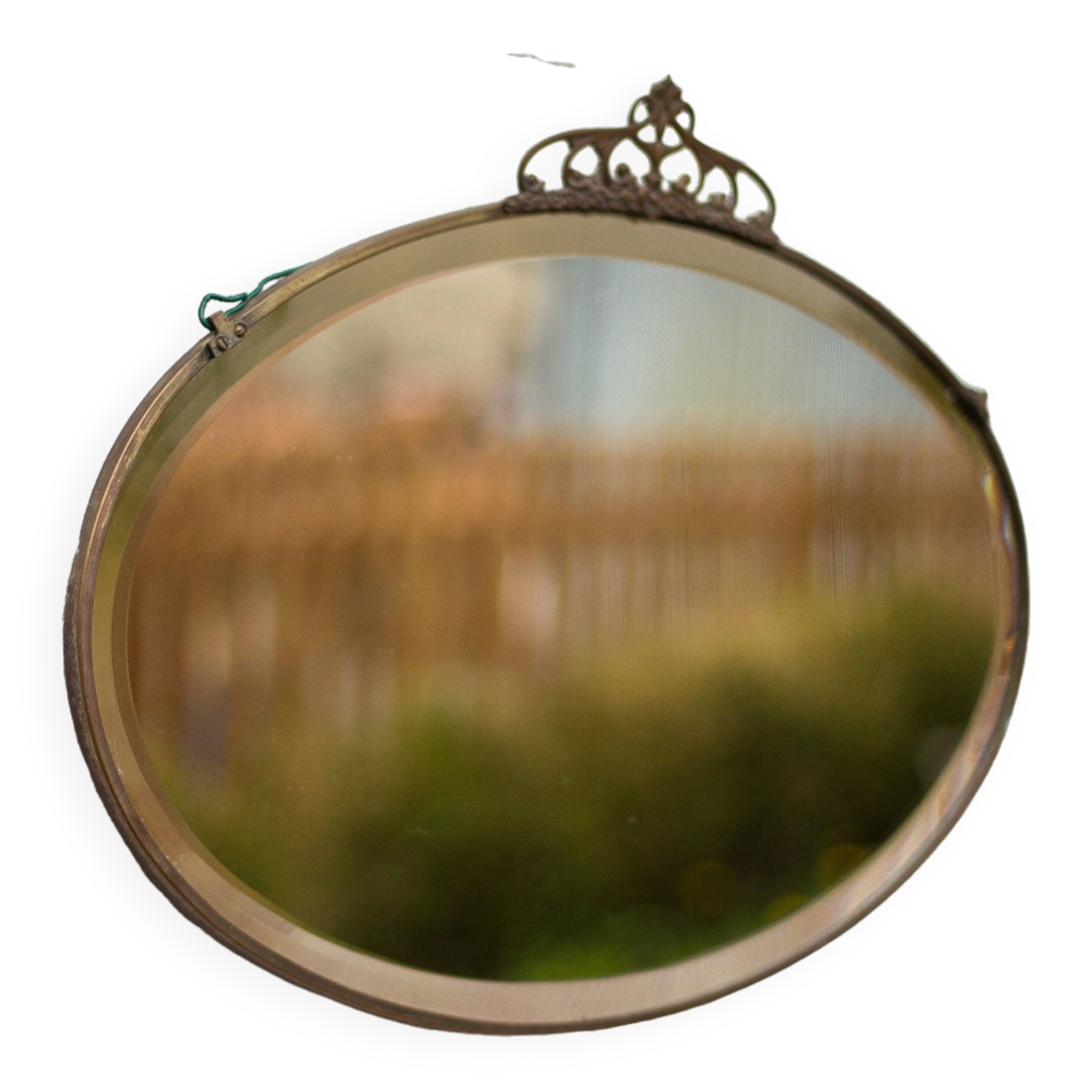 Art nouveau bronze mirror, art deco mirror, oval mirror, beveled mirror, wall decoration, mirror