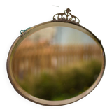 Art nouveau bronze mirror, art deco mirror, oval mirror, beveled mirror, wall decoration, mirror