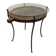 decorative wrought iron round table, glass and wood top.