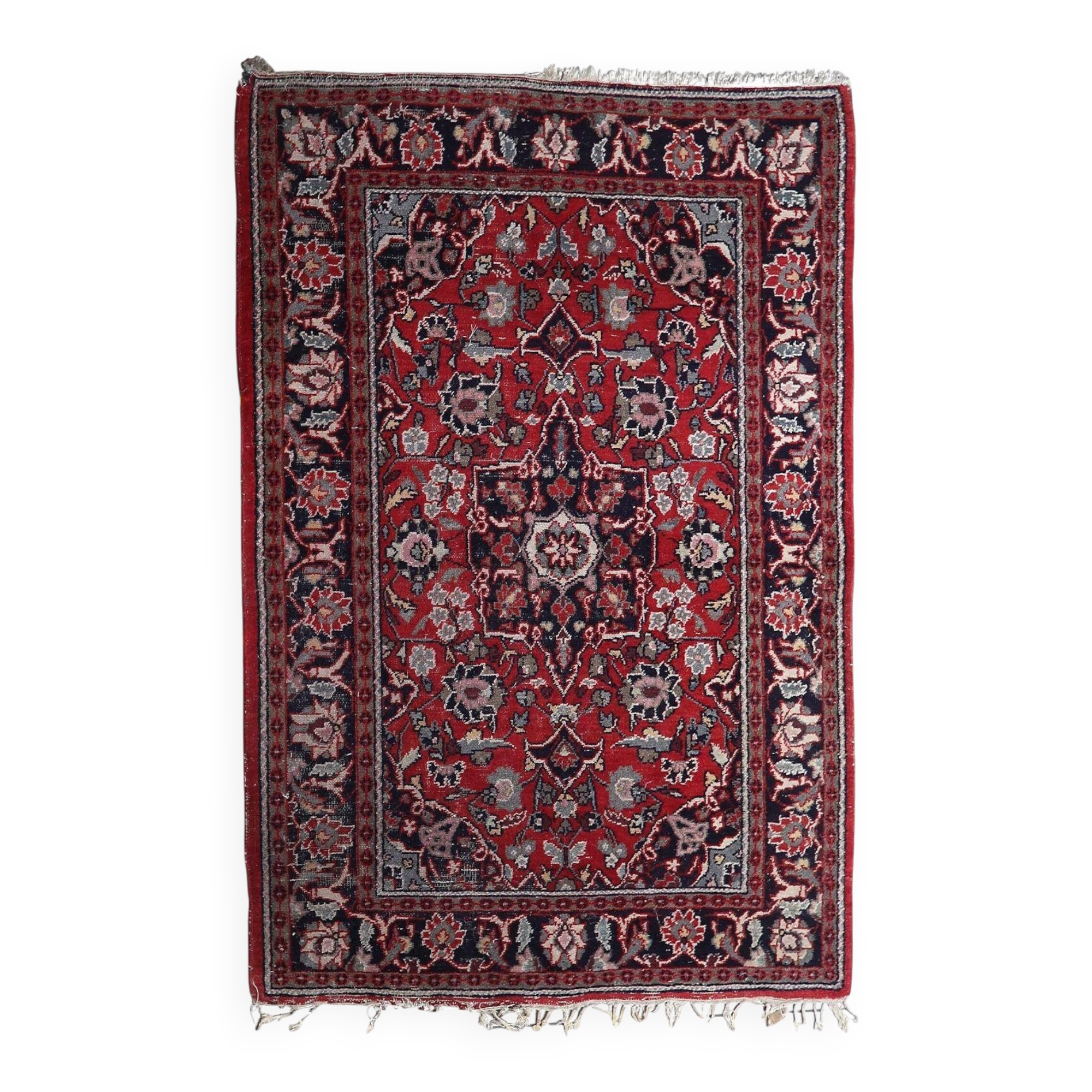Handmade vintage Persian Hamadan rug 132cm x 196cm, 1950s