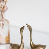 Pair of vintage brass swans