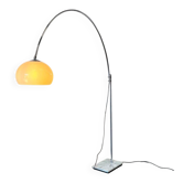 Lampadaire arc vintage chromé avec socle en pierre