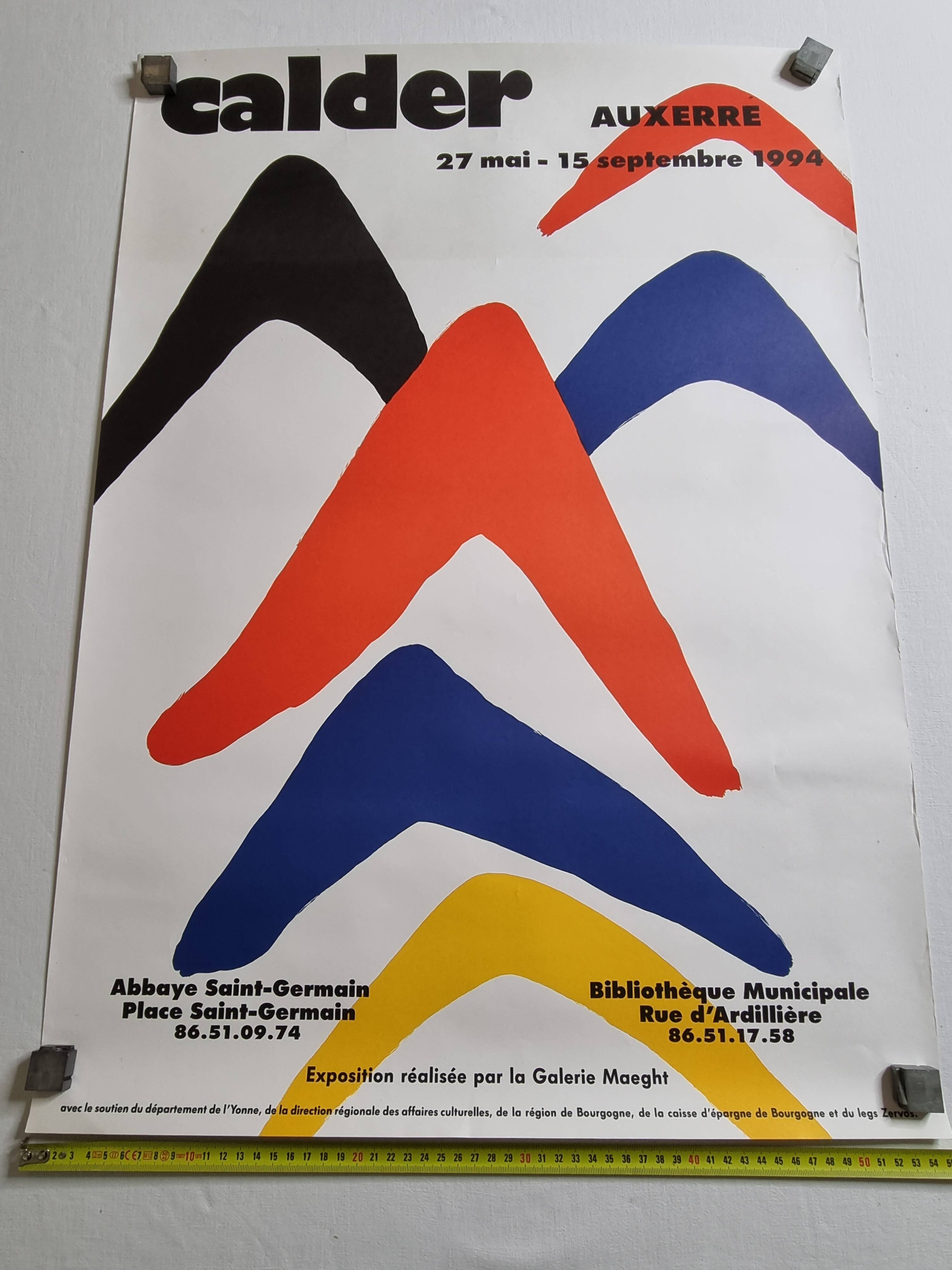 Affiche vintage d'après Calder, 1994, Auxerre, Galerie Maeght