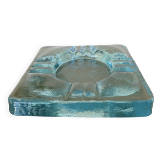 Ashtray signed Schneider France in blue crystal
