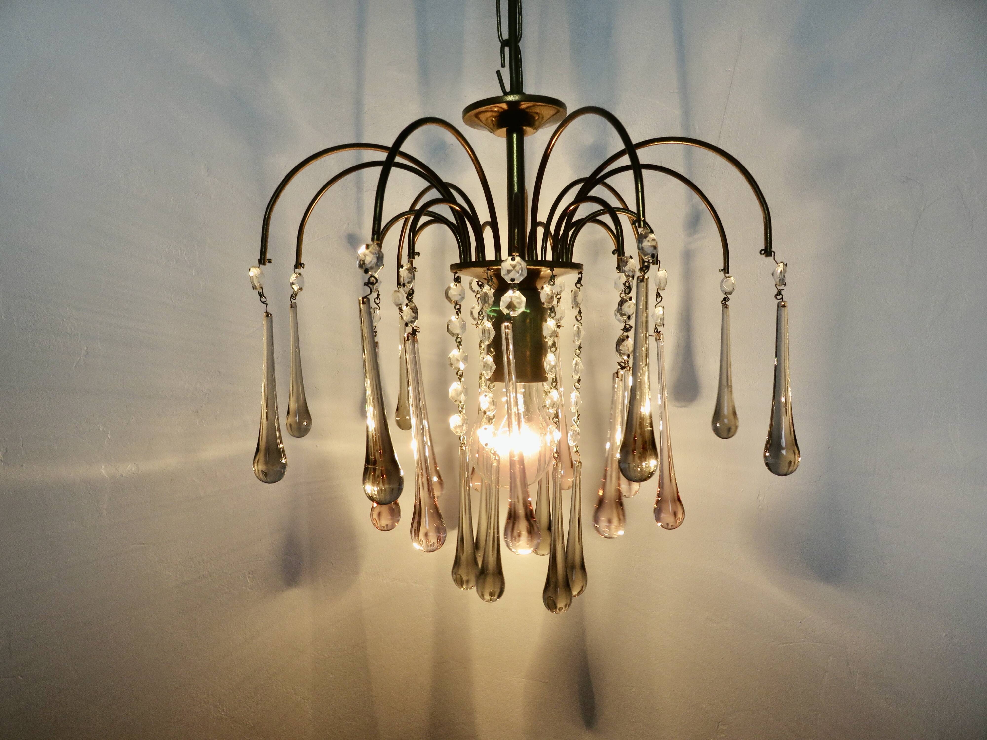 Crystal chandelier "water drop" in Murano glass, Italy