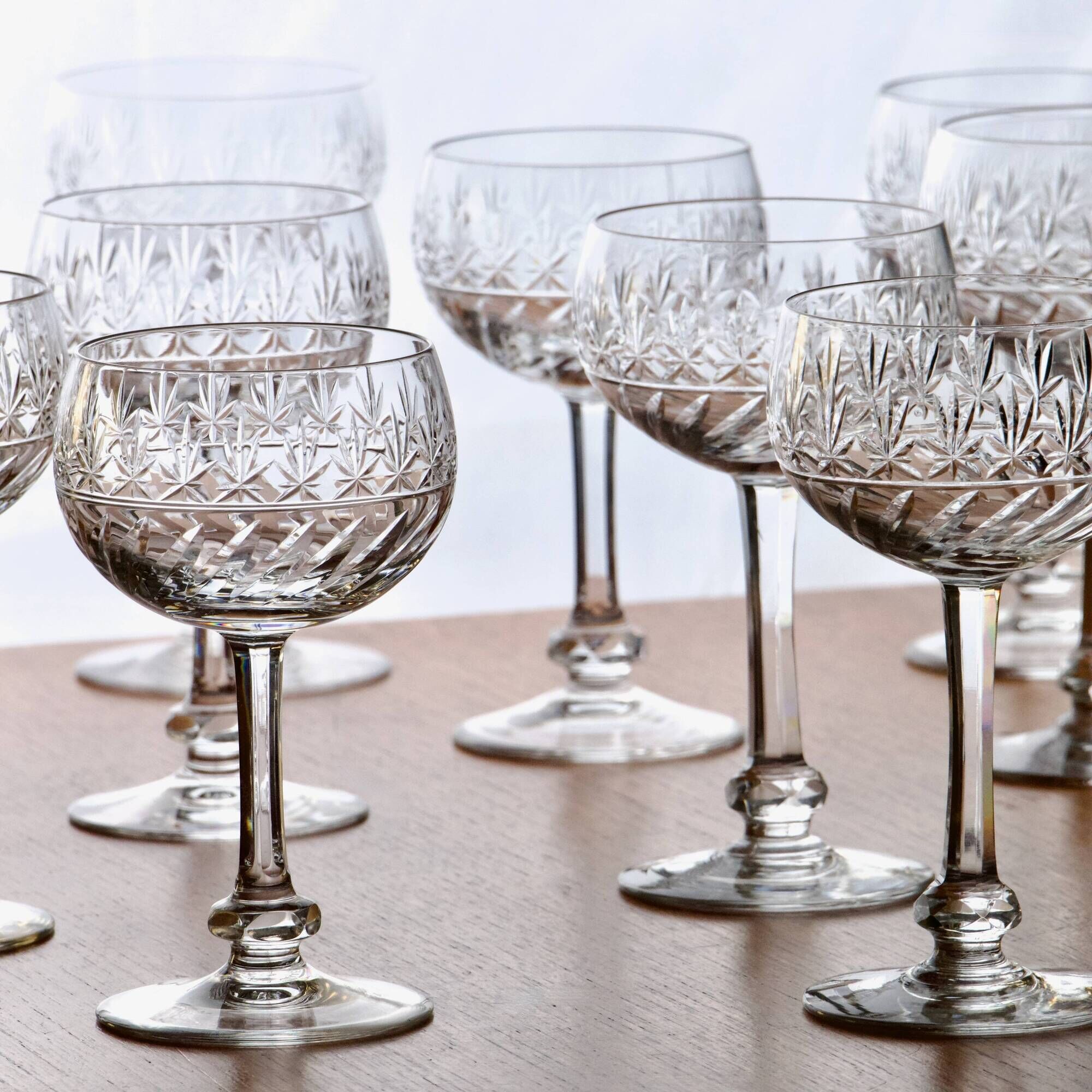 Verres à vin anciens Villeroy & Boch 'Treveris' en cristal soufflé bouche