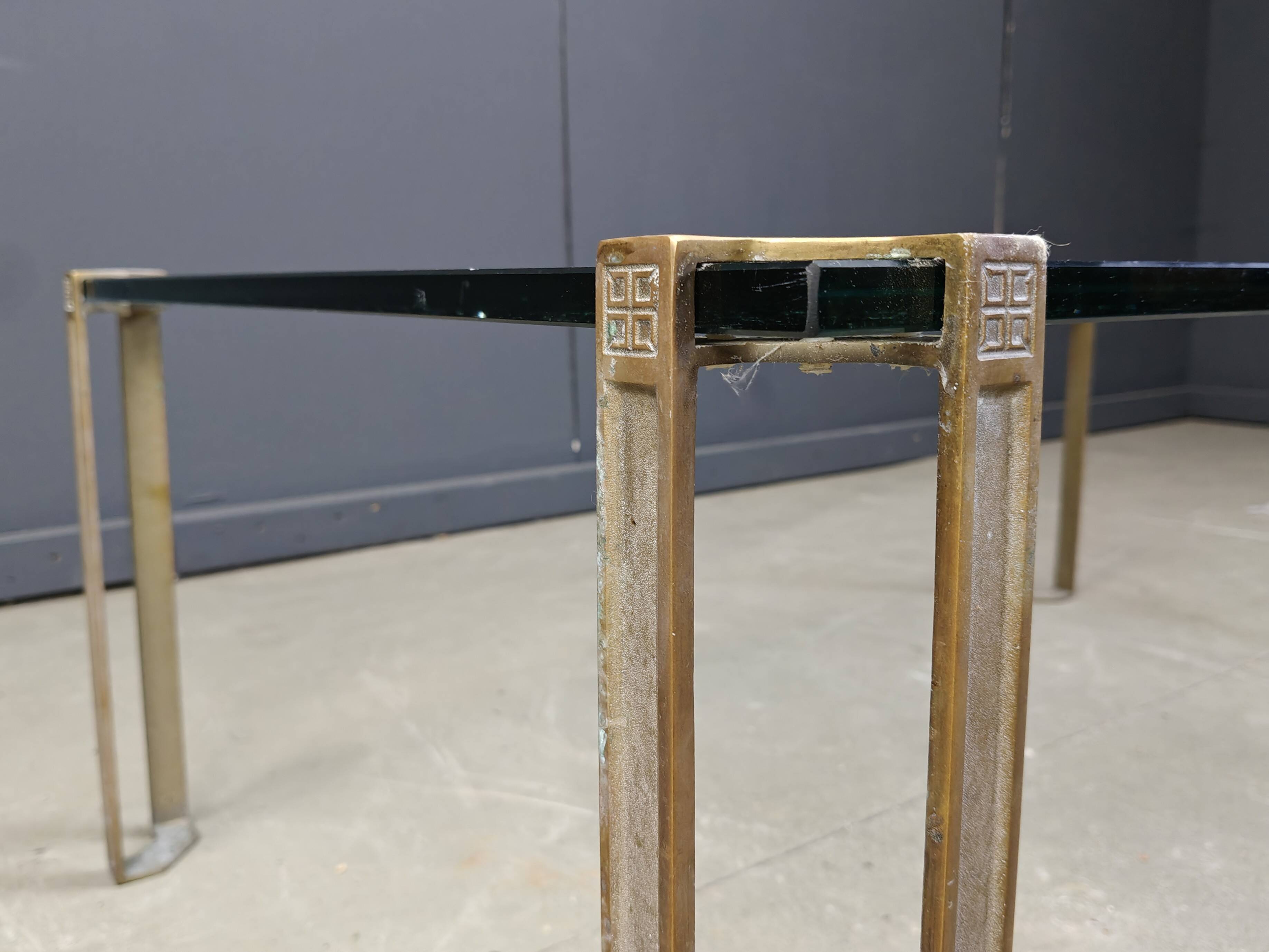 Peter Ghyczy T24 Pioneer Glass and Cast Brass rectangular Coffee