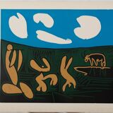 Pablo Picasso: Bacchanal, acrobats and bull, Linocut (1962)