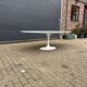 Original Knoll Tulip oval dining table (244cm) in Carrara marble.